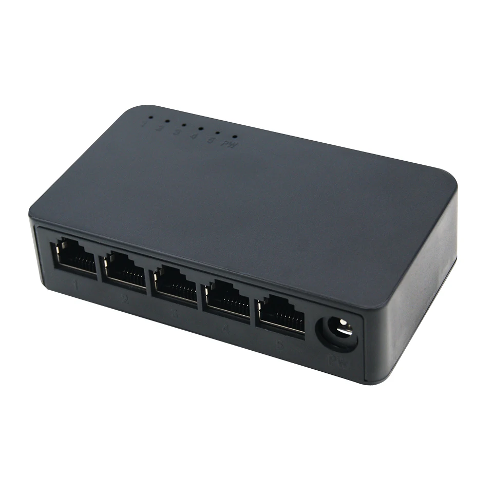 Mini interruptor de red de 5 puertos, conmutador Ethernet de 1000Mbps/100Mbps, Gigabit, conmutador inteligente de alto rendimiento, inyector de