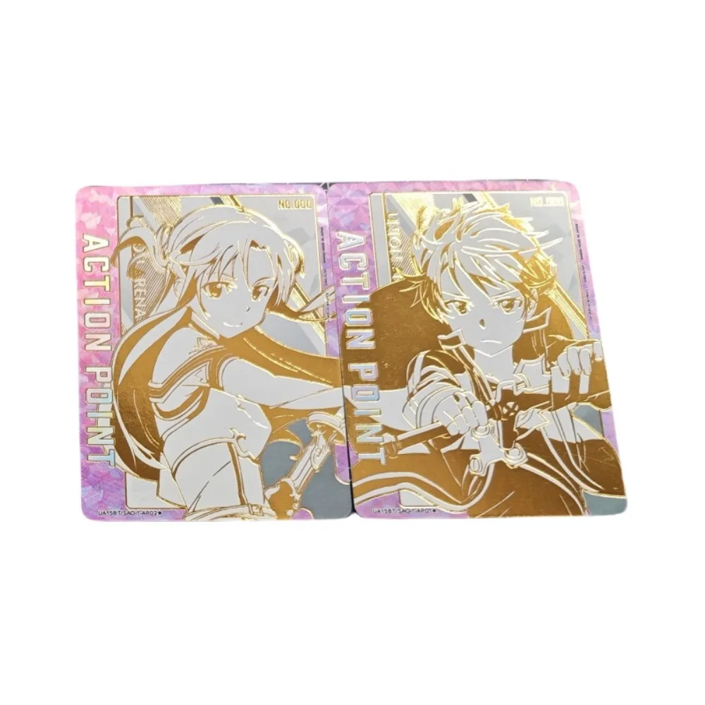 2pcs/set Sword Art Online Kirigaya Kazuto Yuuki Asuna self made Refraction flash card Anime Classics Game Collection Cards Toy