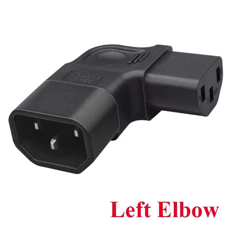 أسود الزاوية اليمنى/اليسرى 10A 250 فولت IEC320 C14 ذكر إلى C13 أنثى وعاء قابس مهايئ الطاقة لتلفزيون LED جدار جبل