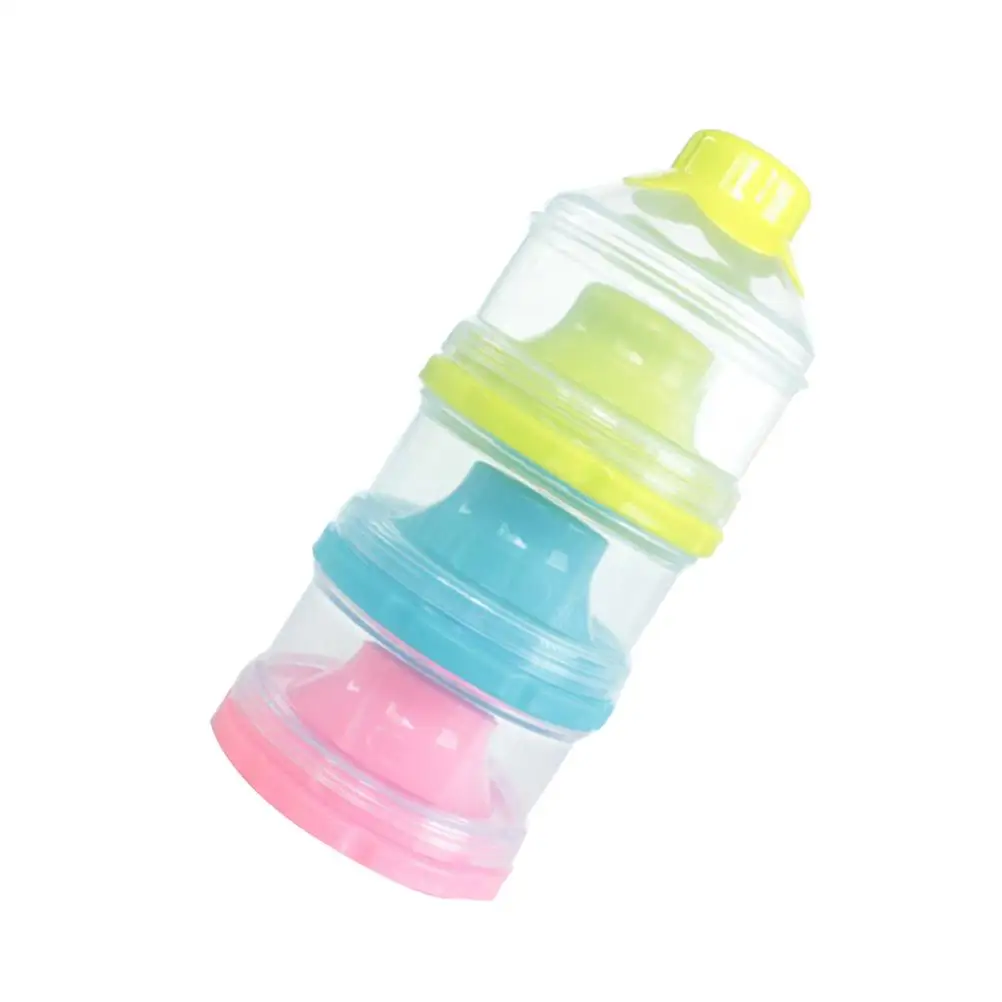 กล่องนมผง 3 ชั้นแยกส่วนที่เก็บอาหารเด็กสูตรตู้คอนเทนเนอร์แบบพกพา Feeding Solution