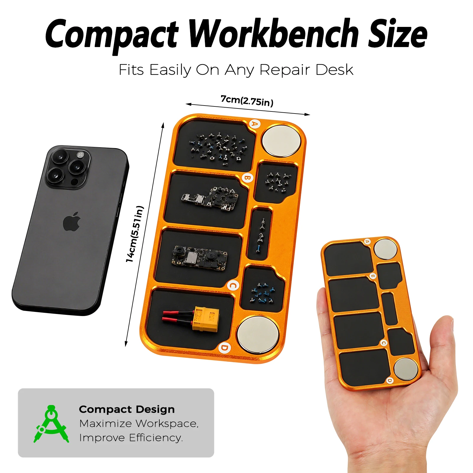 NEWACALOX Magnetic Screw Storage Board Adhesive Positioning Disc Parts Organizer Box for Cell Phone Repair and Disassembly Tools view 5