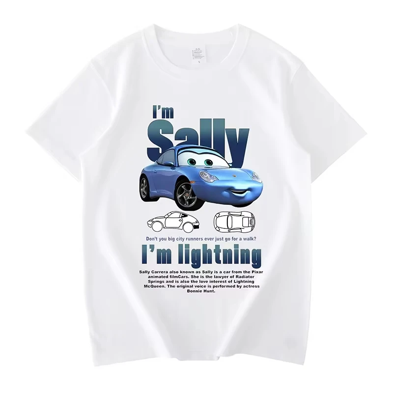 Disney Cars Lightning McQueen Stampa Abbigliamento moda Anime T-shirt casual Donna Uomo T-shirt manica corta allentata in cotone taglie forti