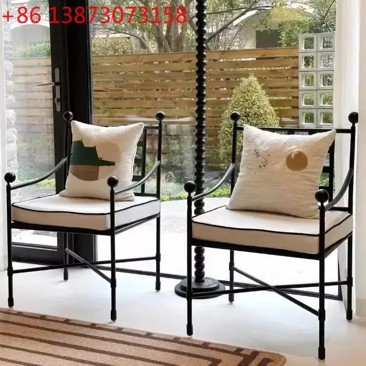 Medieval wrought iron outdoor chair living room single chair courtyard outdoor leisure chair