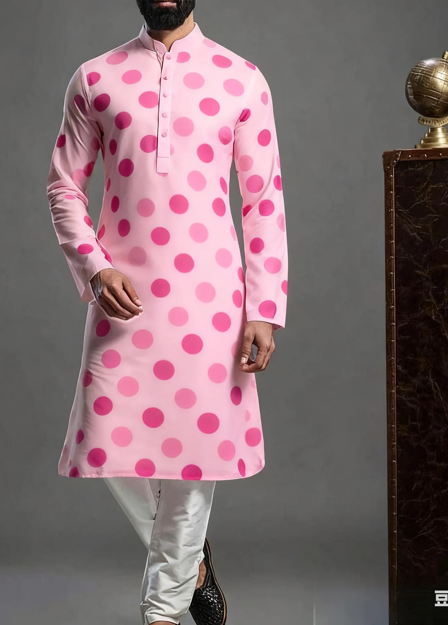 2026 Kurt men's digital print pattern kurta vardha fashionable casual fit regular robe suitable for all occasions.