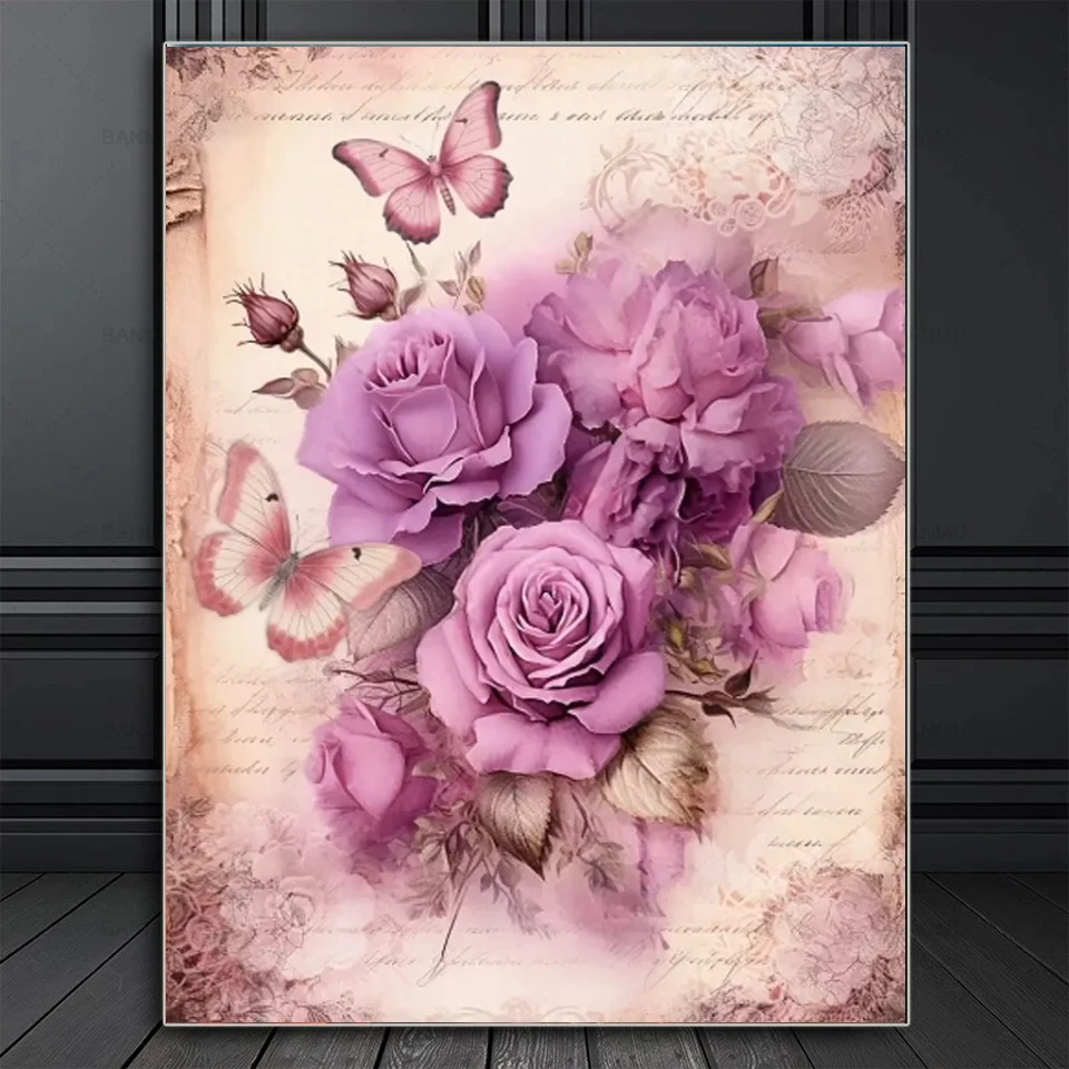 Pittura diamante paesaggio fiore rosa rosa pieno quadrato rotondo cartone animato 5D ricamo fai da te croce mosaico decorazioni per la casa regalo