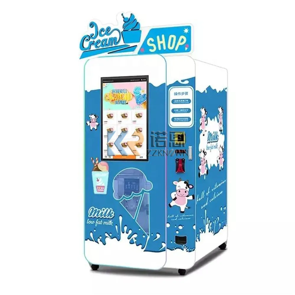 Coin Operated Ice Cream Vending Machine Frozen Soft Icecream Smart Automatic Robot Maker Ice Cream Vending Machine