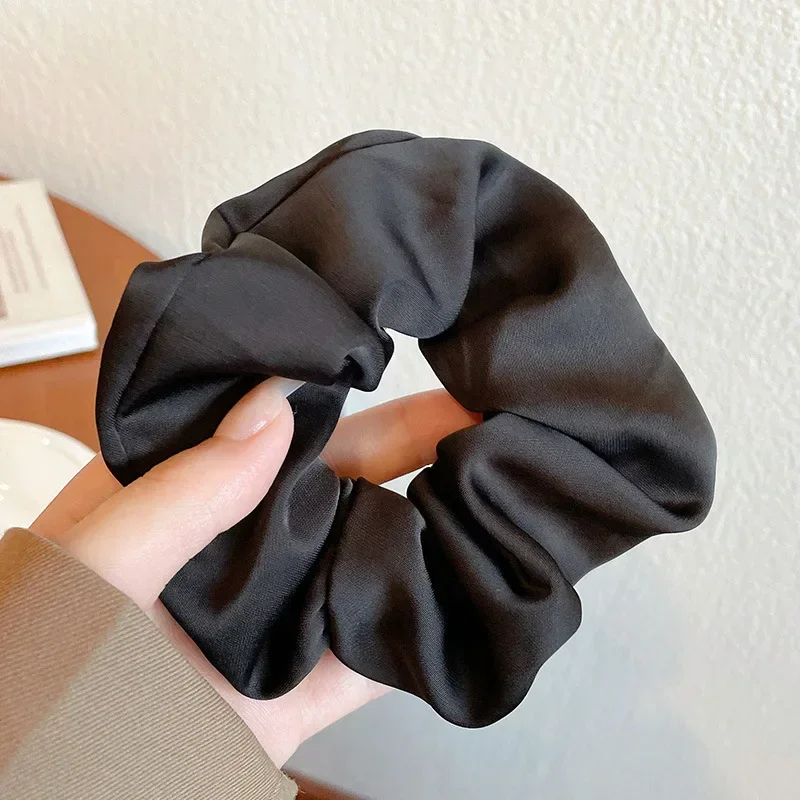 French Style Women Silk Scrunchie High Sense Solid Color Hair Bands Ladies Sports Dancing Ponytail Holder Hair Accessories Ties