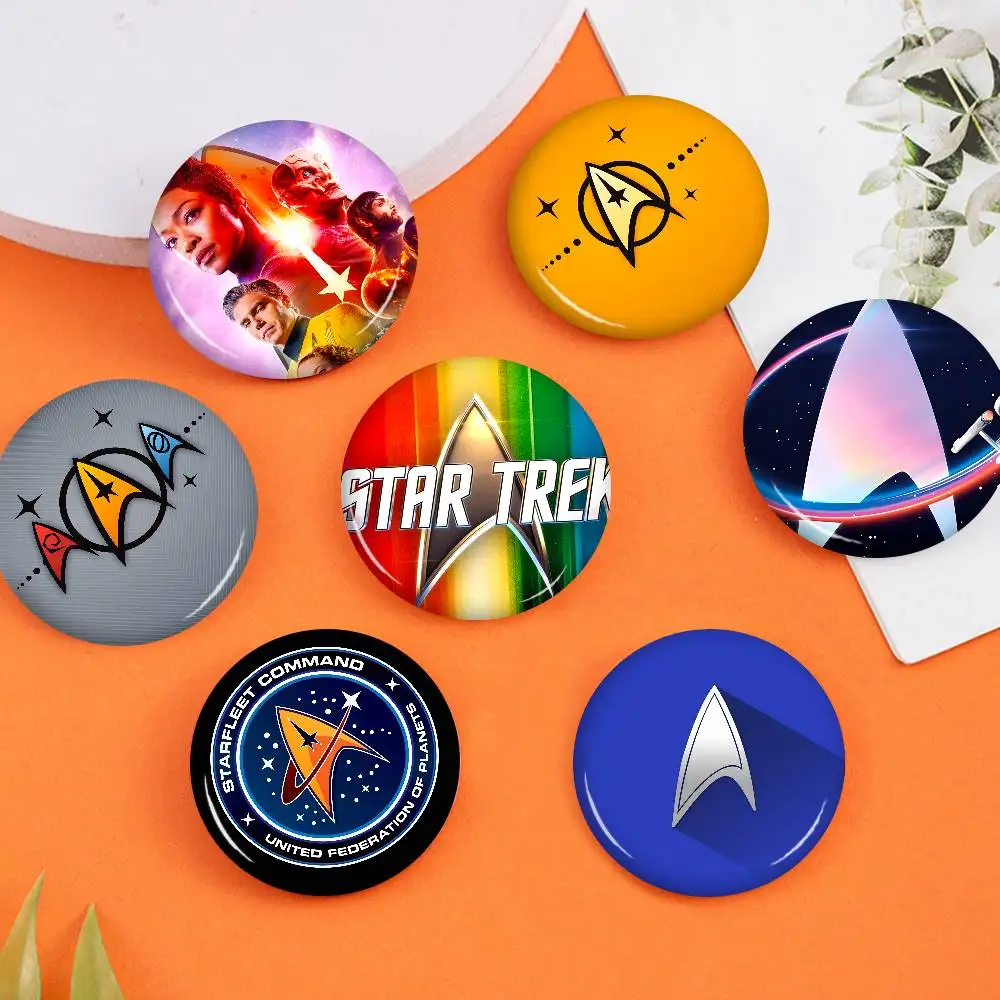TV S-Star T-Trek 32/44/58mm Round Cartoon Brooches Handmade Pins For Backpack Jewelry Accessories Gifts Creative Badge