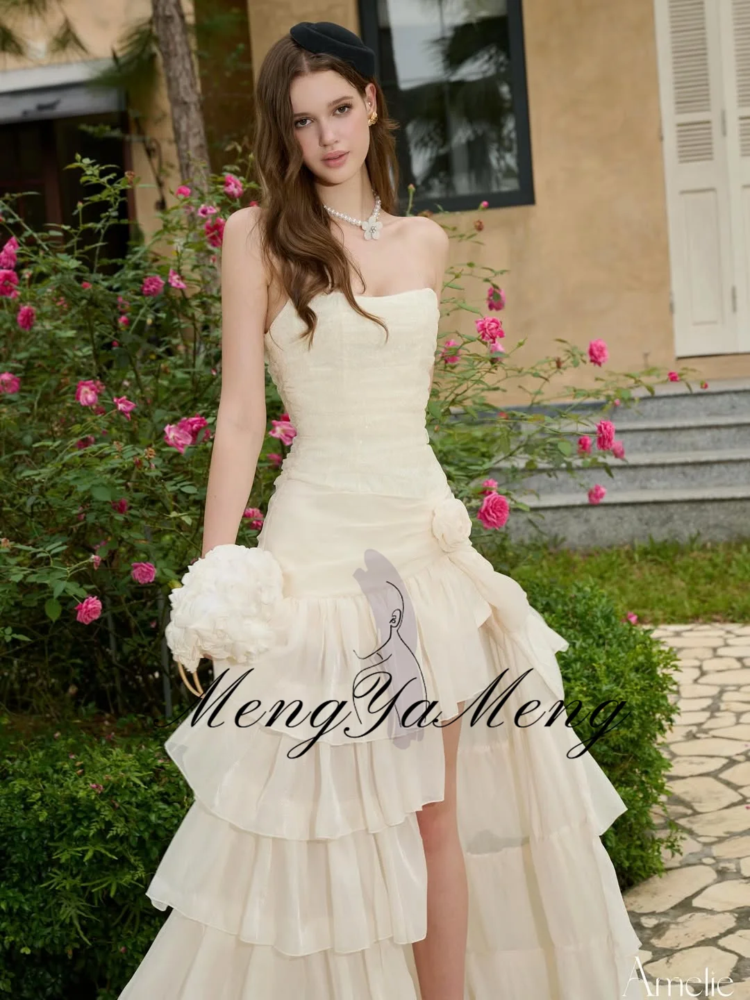 ชุดราตรีทรงเอไลน์แบบไม่มีสาย แบรนด์ ZHUISHU สำหรับงานปาร์ตี้ ผ่าข้างสูง ชุดราตรียาวสำหรับงานพรอม สามารถสั่งตัดได้ ชุดราตรีออกงานอย่างเป็นทางการ ปี 2026