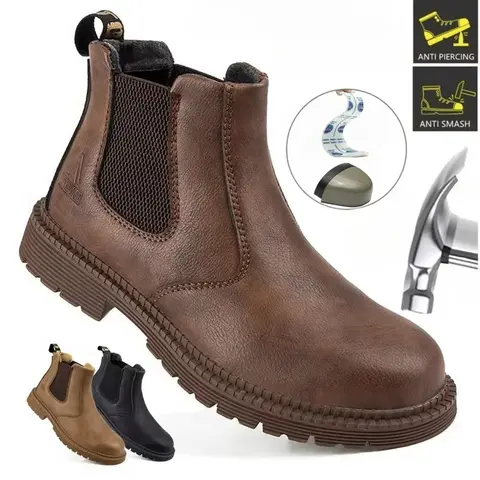 Anti Smashing Anti Piercing Steel Toe Combat Boots Anti Splashing Anti Slip Oil Wear Resistant Durable Labor Protection Shoes