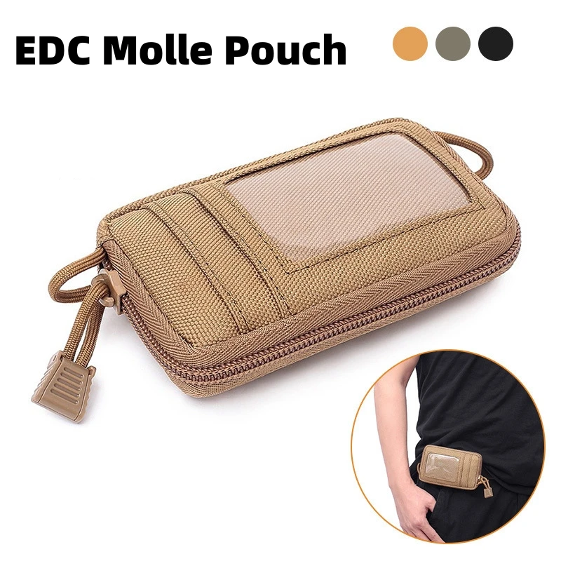 Carteira tática portátil EDC Molle Pouch, Key Card Case, Esportes ao ar livre, Coin, Hunting Bag, Zipper Pack, Multifuncional saco de cintura para homens