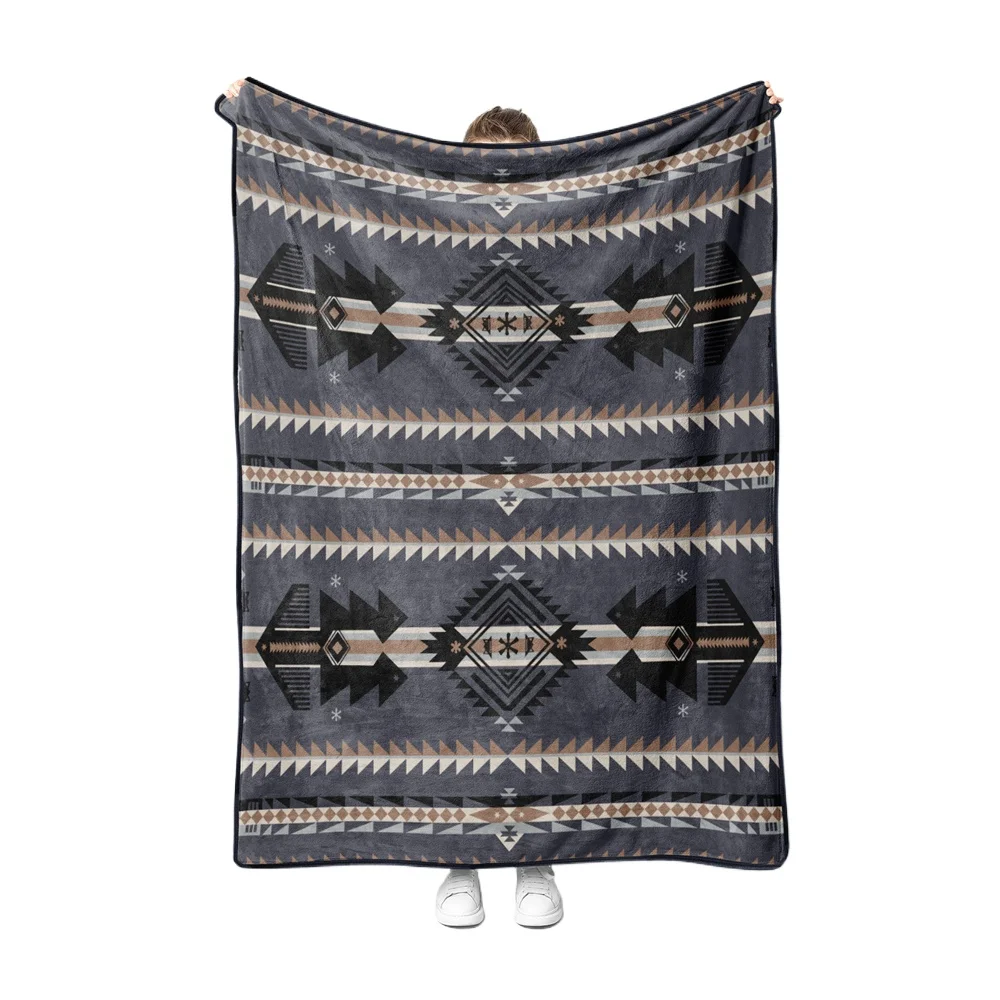 

Ethnic Style Blanket Soft Warm Flannel Geometric Stripe Throw Blanket Floding Bedspread Home Sofa Couch Chair Cover Tapestry