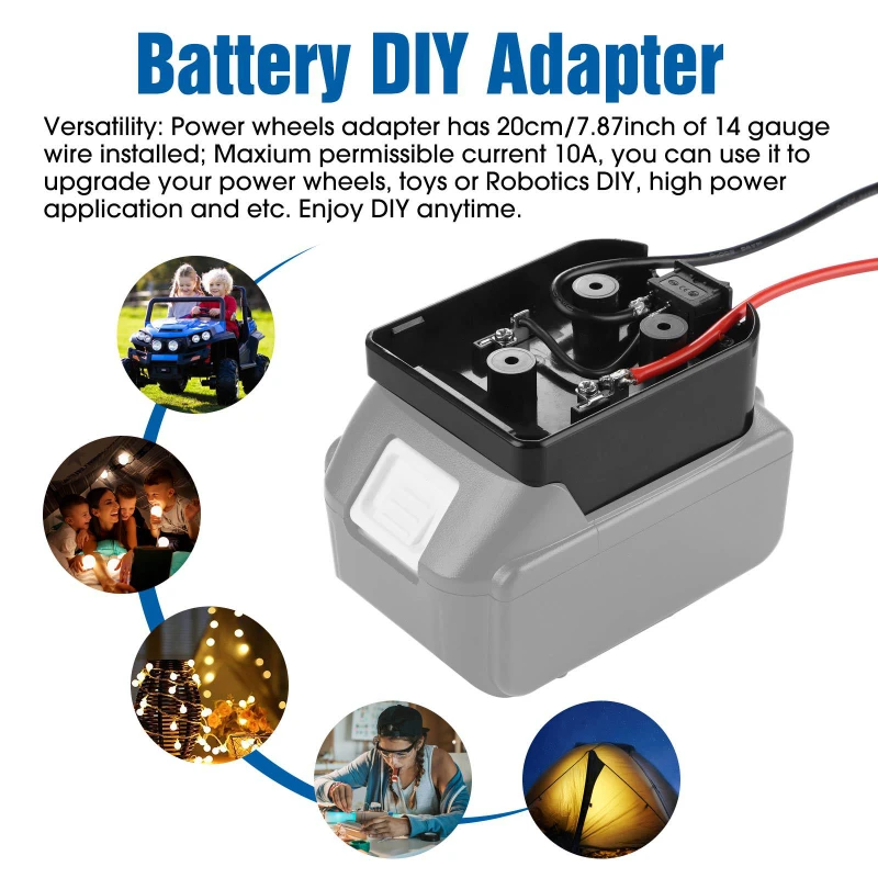 ตัวแปลงแบตเตอรี่อะแดปเตอร์เชื่อมต่อแบตเตอรี่สำหรับ Makita 14.4-18V ที่ยึดอะแดปเตอร์กับสาย14 AWG และเครื่องมือสวิตช์ I/O DIY