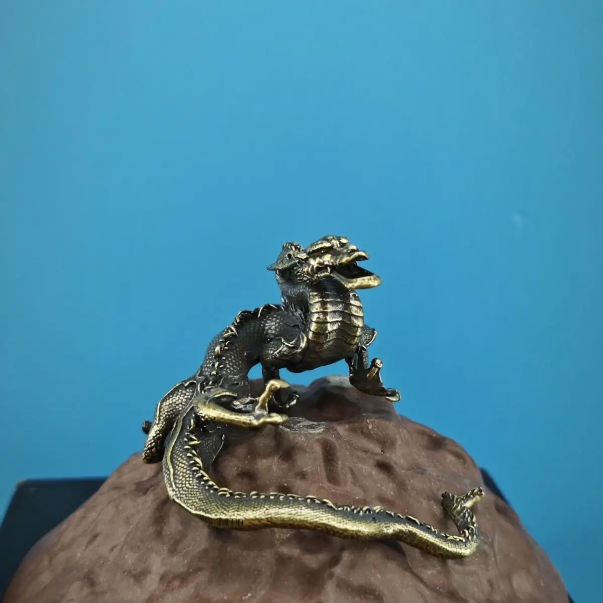 Brass Dragon Statue from Shanhaijing- Handcrafted Decor, Rockery, Bonsai