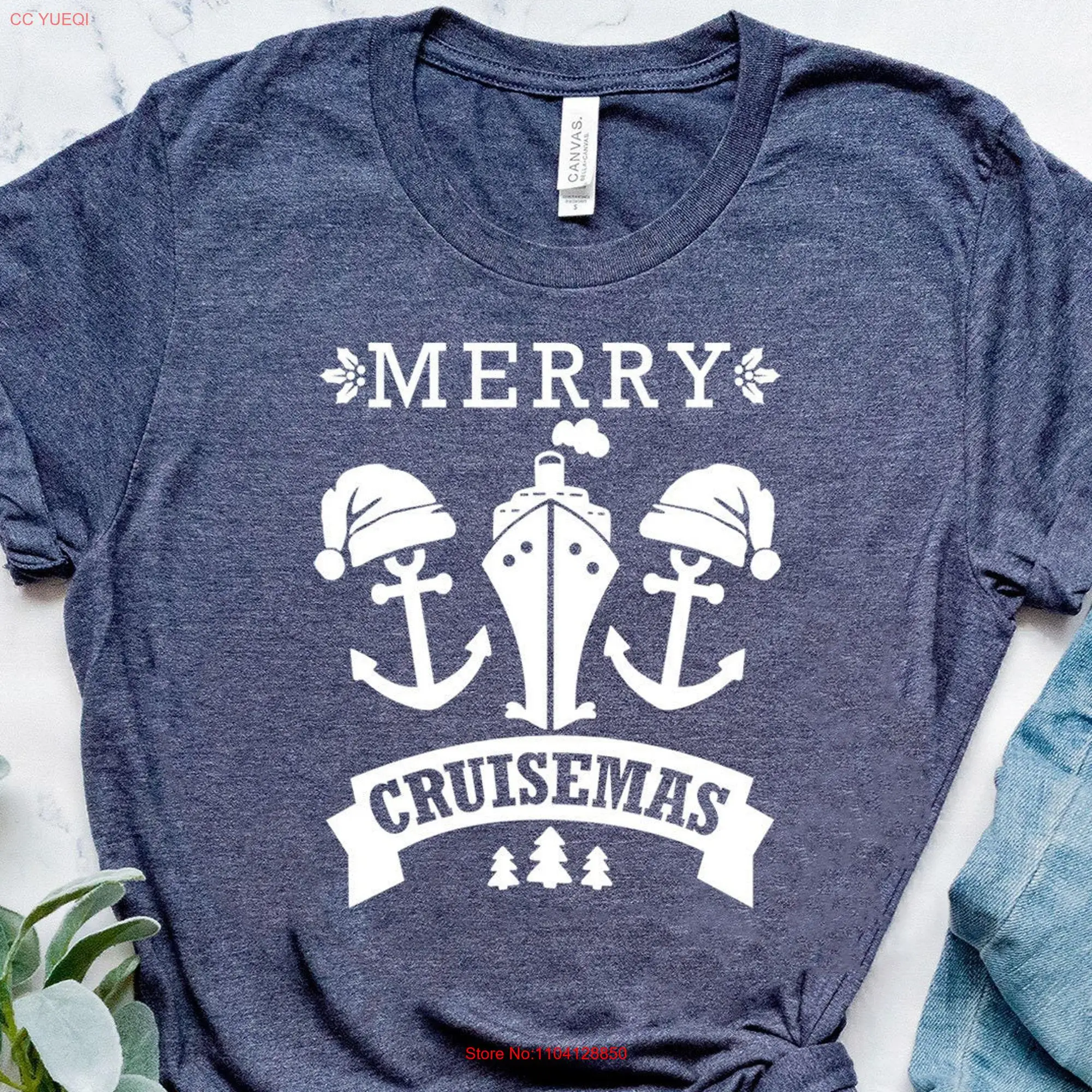 Merry Cruisemas Anchor Santa Hat Christmas Cruising Life T Shirt Cruise Holiday long or short sleeves