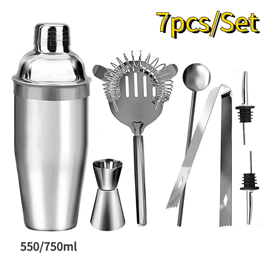 

Cocktail mixer stainless steel shaker 550/750ml Cocktail shaker Bartender kit Drinks bar accessories Useful bar set mojito kit