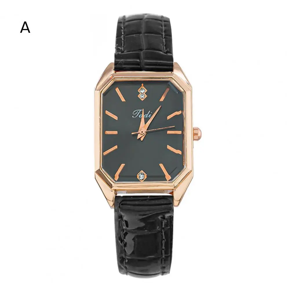 

Stylish Women Timepiece Stylish Women's Rectangle Dial Watch with Faux Leather Strap Quartz Movement Fashion Jewelry for Ladies