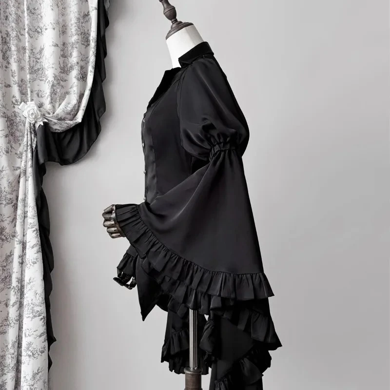 

2025 винтажные элегантные женские топы, рубашка в стиле Лолиты, готические блузки с расклешенными рукавами, женская футболка Y2k, эстетические повседневные футболки в стиле ретро, модные