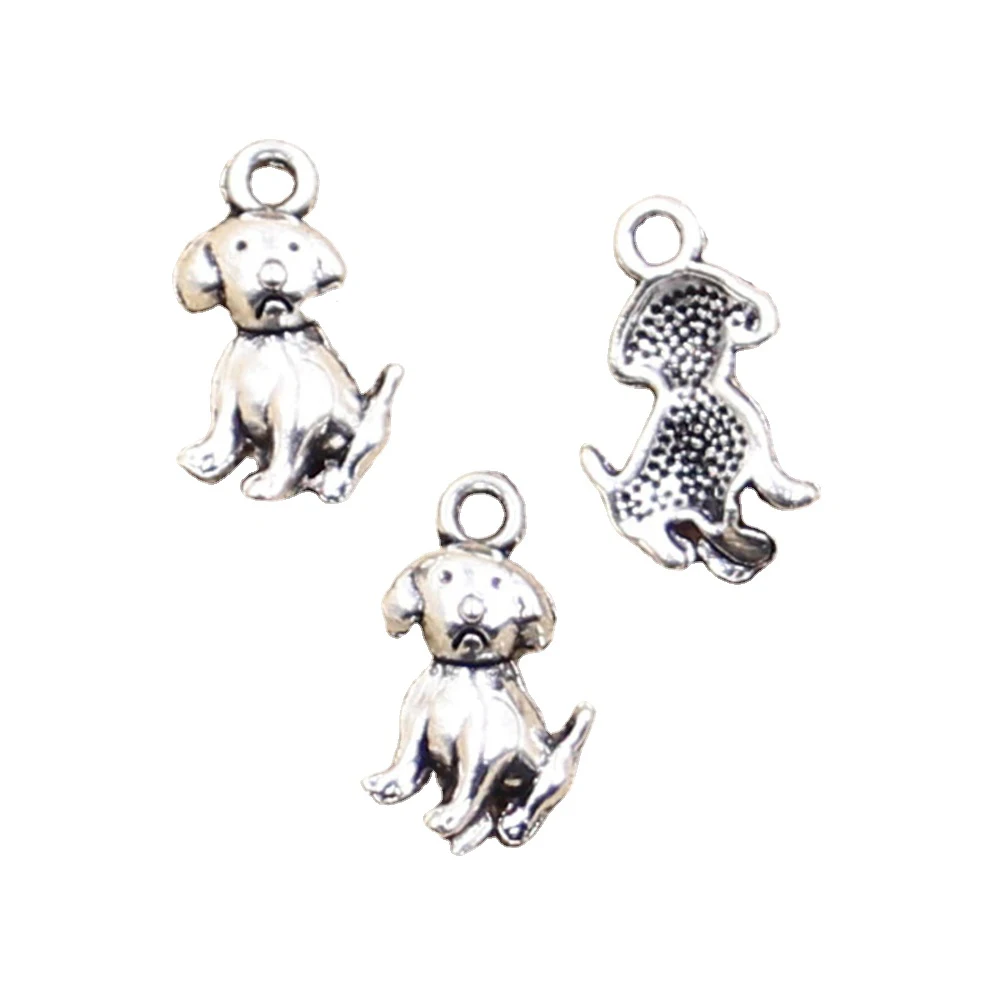 30 sztuk Charms pies 16x10mm Antique Making wisiorek fit,Vintage tybetański srebrny kolor, ręcznie robiona biżuteria DIY