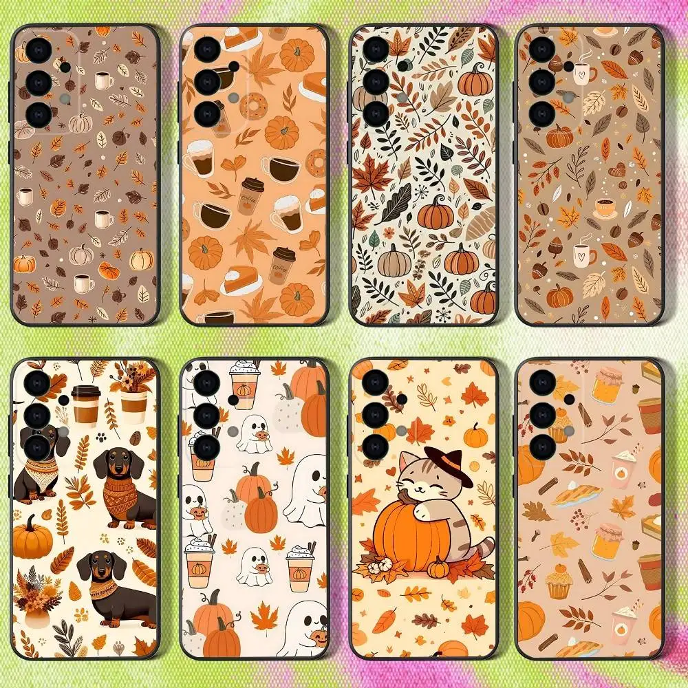 

Autumn leaves and pumpkins Phone Case For Samsung S25,S24,S21,S22,S23,S30,Ultra,S20,Plus,Fe,Lite,Note,10,9,5G Black Cover