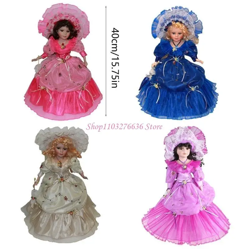 R6FD 16INCH VICTORIAN PORCELAIN DOLL DOLL ตุ๊กตาหญิงสำหรับห้องพักของขวัญที่ดีสำหรับเด็ก ๆ