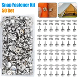 50 Set Snap Fastener Button Kit Stainless Steel Boat Marine Canvas Snap Cover Button Socket Fastener Kit For Boat Cover Tent DIY
