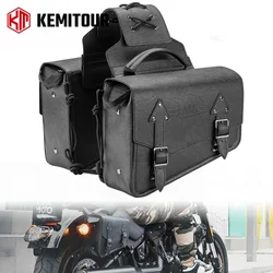 KEMITOUR Motorcycle Saddlebags Leather Motorcycle Side Bags Compatible with Sportster 883 1200 Softail Low Rider S Cruiser Dyna