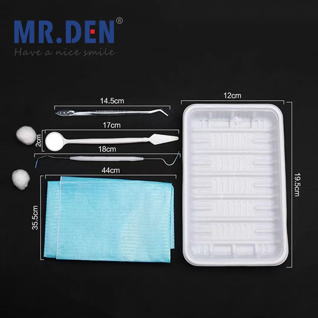 Disposable Oral Package Tweezer Mouth Mirror Probe Instrument Box Plastic Dentist Tray Disposable Oral Instrument Case