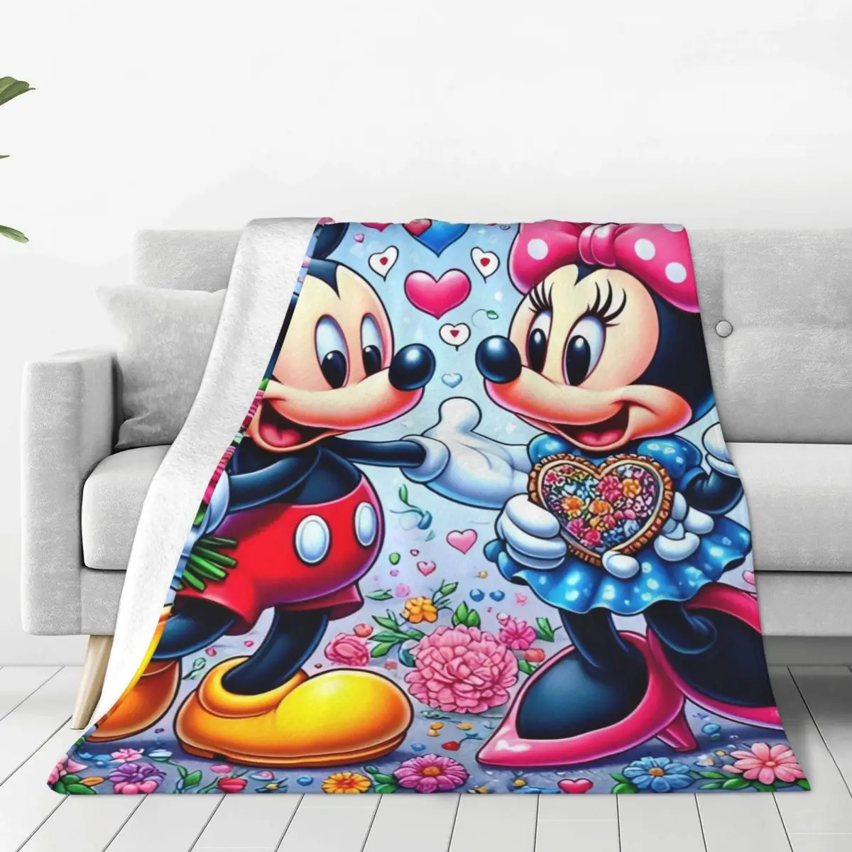 Animated Movie Mickey, Minnie Mouse Love Blanket Quality Soft Warm Throw Blanket Winter Camping Couch Bed Aesthetic Bedspread