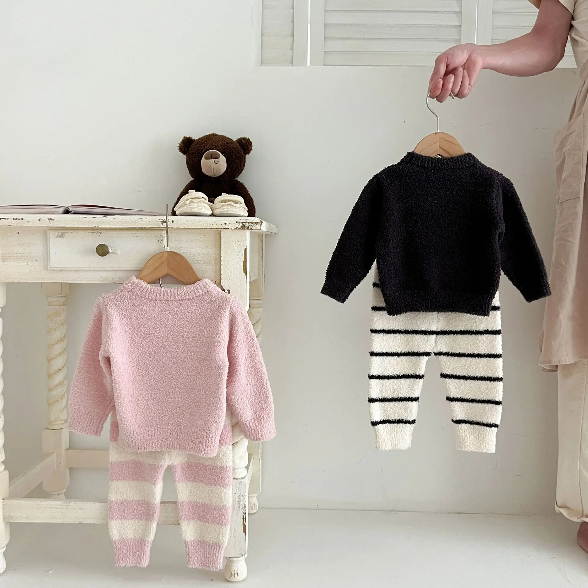 2psc Autumn Newborn Infant Baby Girls Boy Knitted Sweater+Knitted Trousers Cartoon Penguin Rabbit Set Kids Fashion Baby Clothing