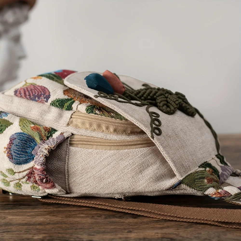 Handmade Backpack Vintage Ethnic School Bag for Adults Students Retro Bohemian Daypack Lightweight Casual Women Kids Knapsack