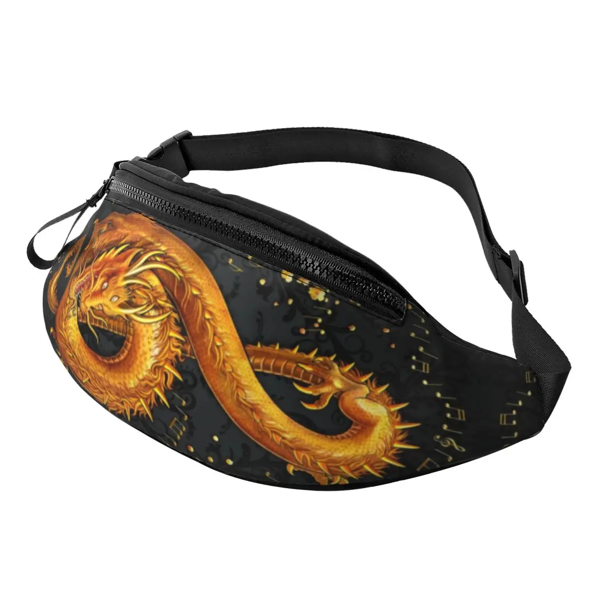 Custom Treble Clef Music Dragon Fanny Pack Women Men Crossbody Waist Bag for Travel Hiking Phone Money Pouch