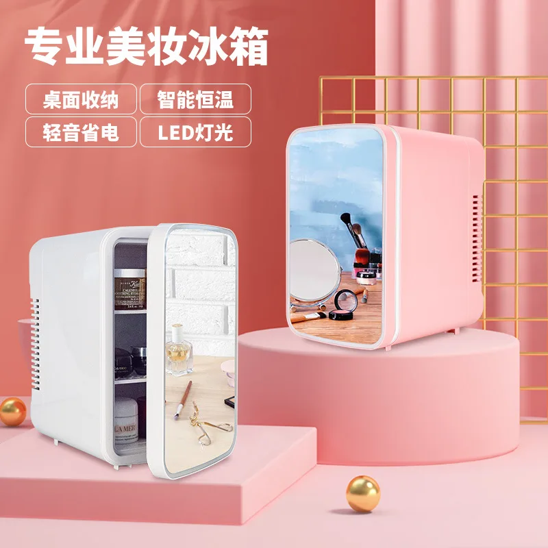 For Home Beauty Refrigerator with Touch Lamp Cosmetic Mirror Car Mini 5L Refrigerator Cosmetic Skin Care Refrigerator