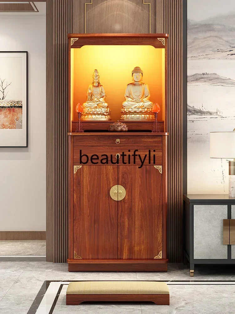 

pg46Solid wood Buddhist shrine table for home use modern style new Chinese vertical cabinet light luxury shrine