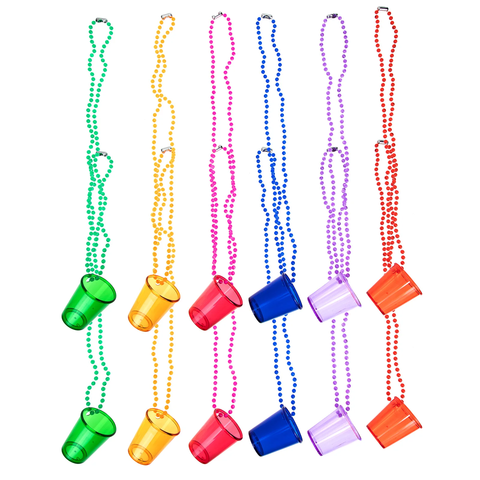 

12Pcs Beaded Shot Cup Necklace Mini Plastic Glass Pendants Party Gifts Creative Design Bachelor Bride Accessories