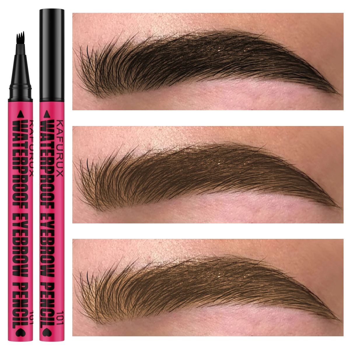 Penna per sopracciglia impermeabile a 3 colori, matita per sopracciglia microblading con 4 teste divise, regali cosmetici per trucco occhi per sopracciglia dall'aspetto naturale