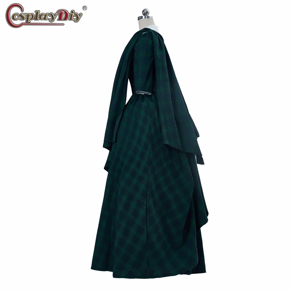 18th Century Tartan 2 Piece Gown with Shawl in Outlander Claire Fraser Cosplay Women Dress Gown Rococo Ball Gown Colonial Dress