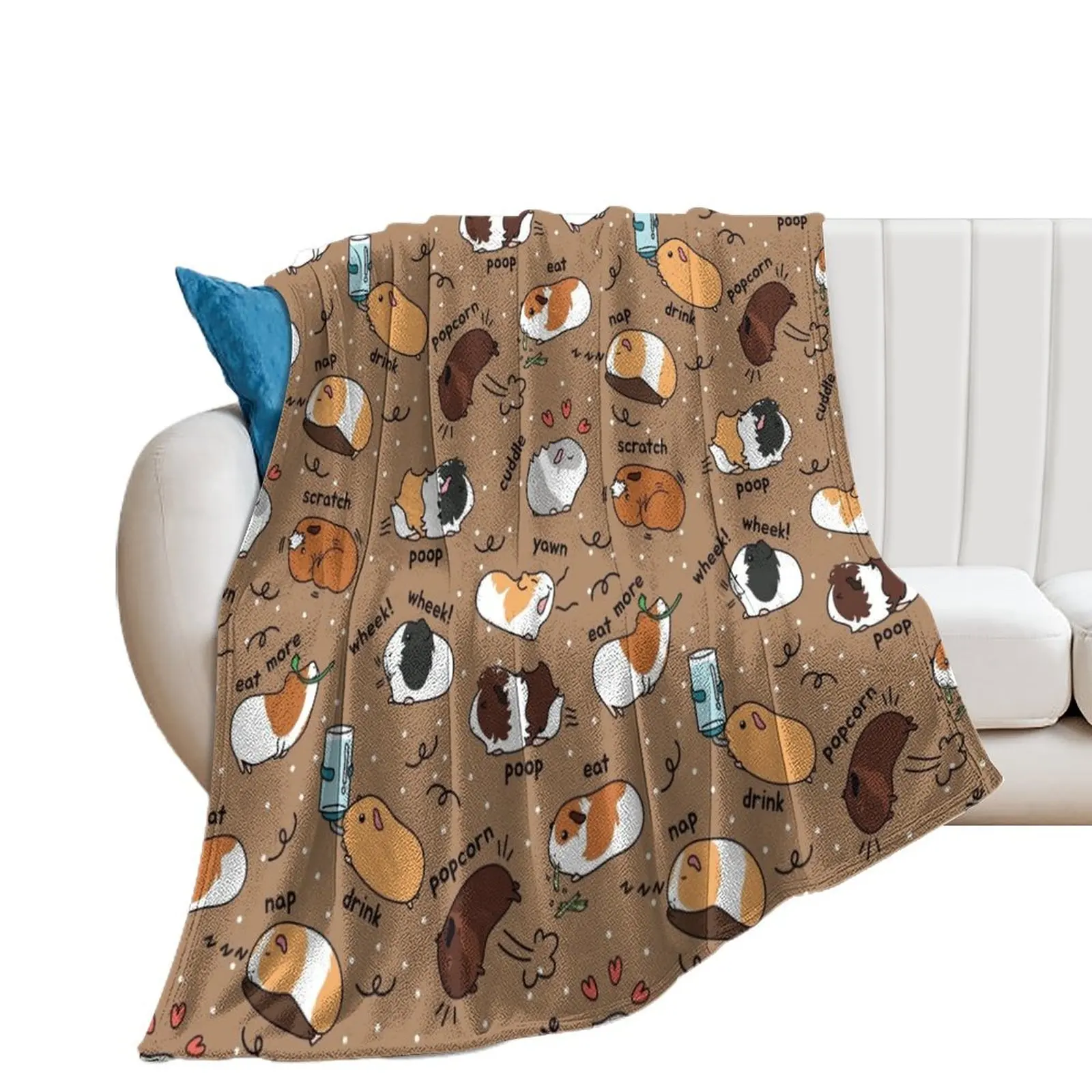 

Guinea Pig Daily To-Do List - Brown Background Throw Blanket halloween Decorative Beds blankets ands Blankets