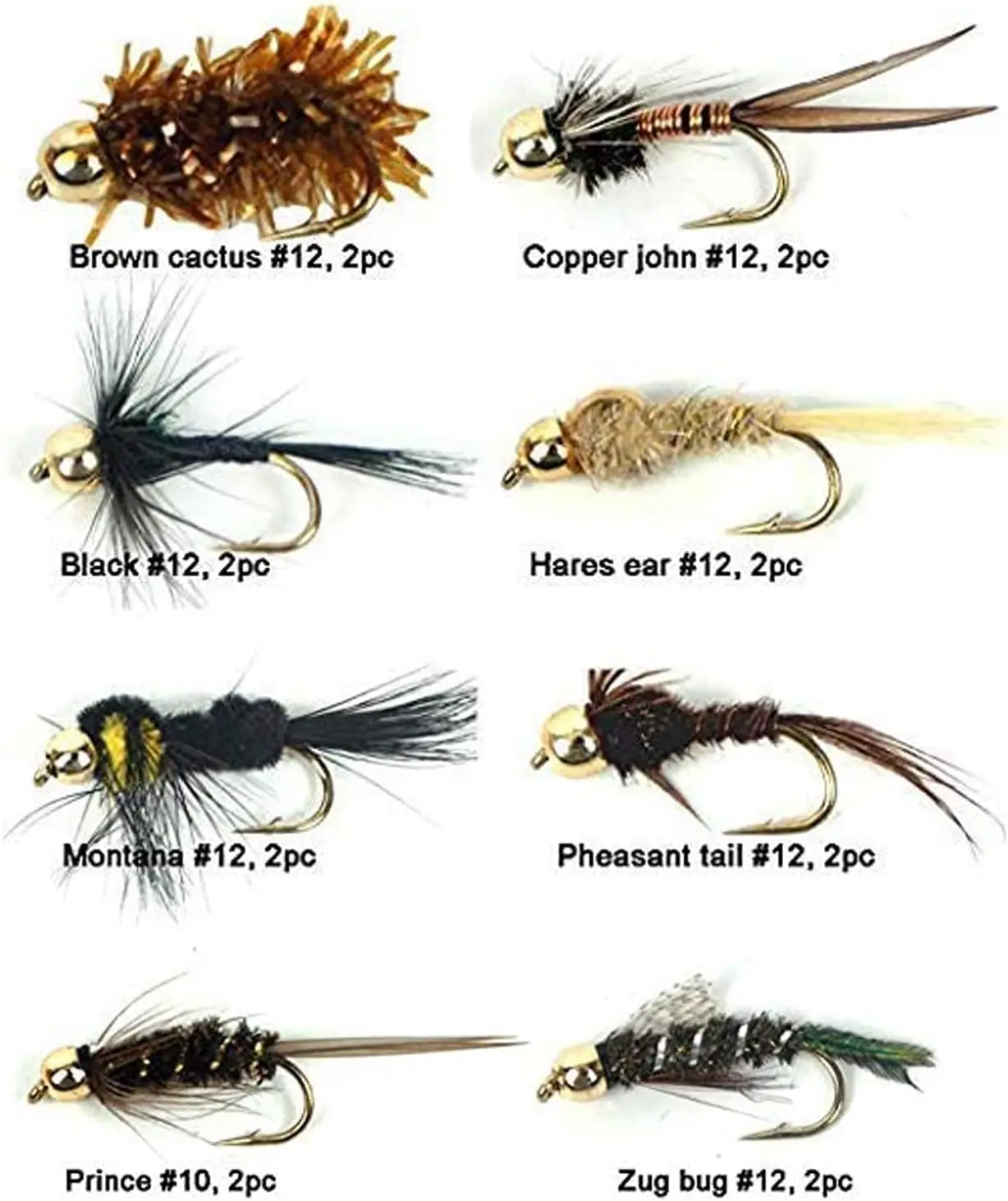 16/24pcs Fly Fishing Flies Dry/Wet Flies 12 Type 8 Patterns Bead Head Combo Nymph Trout Fishing Lures Artificial Bait