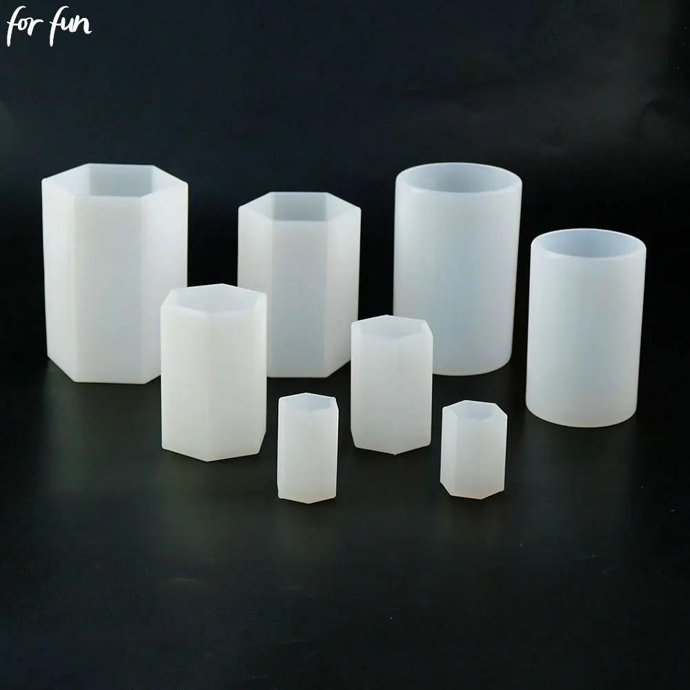 

For fun Hexagon Cylinder Silicone Mold DIY Epoxy Resin Candle Mould Aromatherapy Candle Wax Molds Clay Plaster Mould