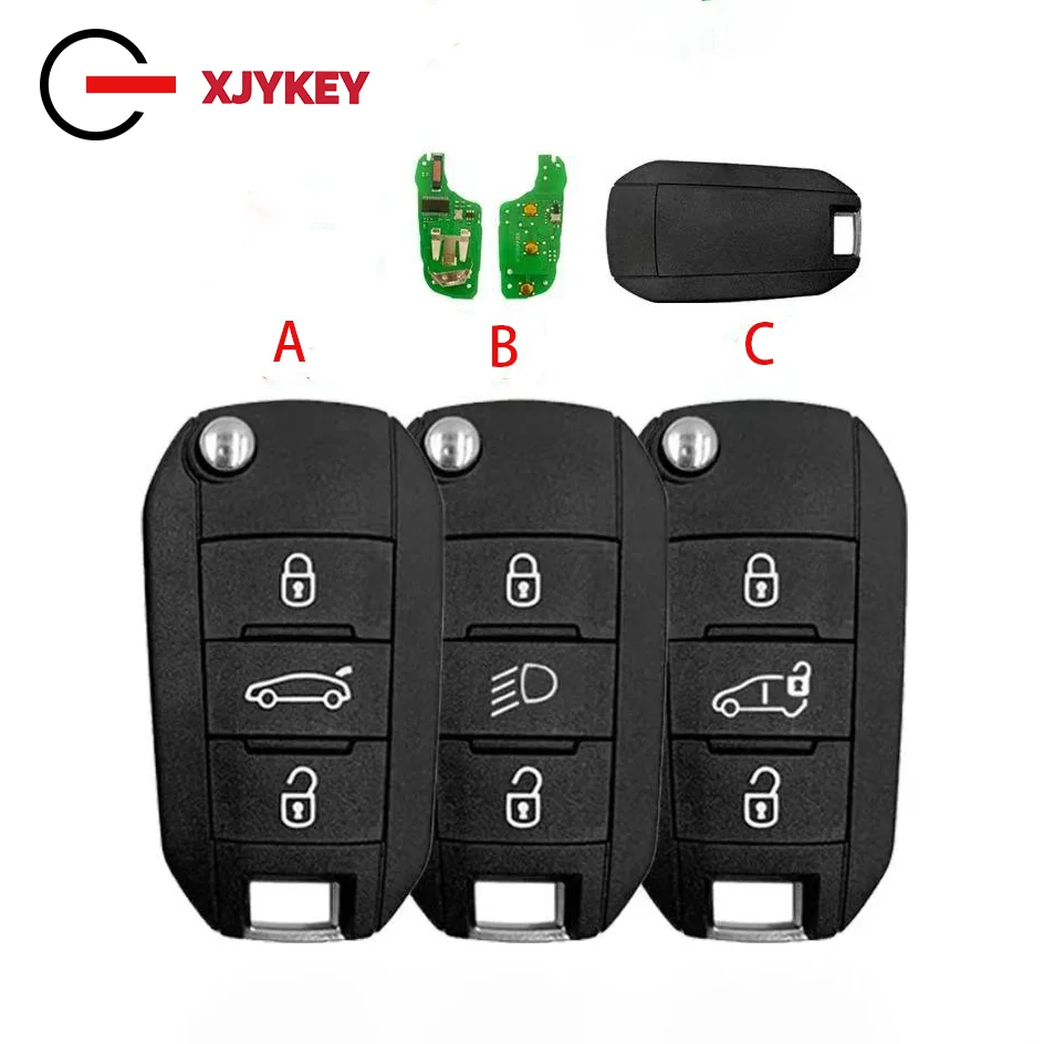 

For Peugeot flip key 4A NCF Chip 3008 Expert 2017-2019 Citroen HUF8435 433 MHz Remote 3 Button Smart Key CN009052
