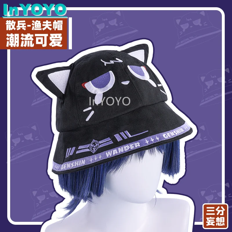 InYOYO Genshin Impact Cosplay Scaramouche/Hu Tao/Ganyu Fisherman Hat Game Anime Surroundings Cute Daily Wear Fashion Item Used