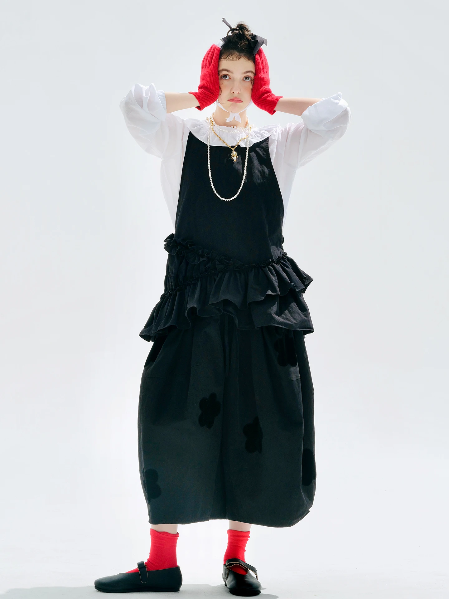 Woven applique wide-leg pants 2025 original early autumn style twill loose casual nine-inch pants for women255184