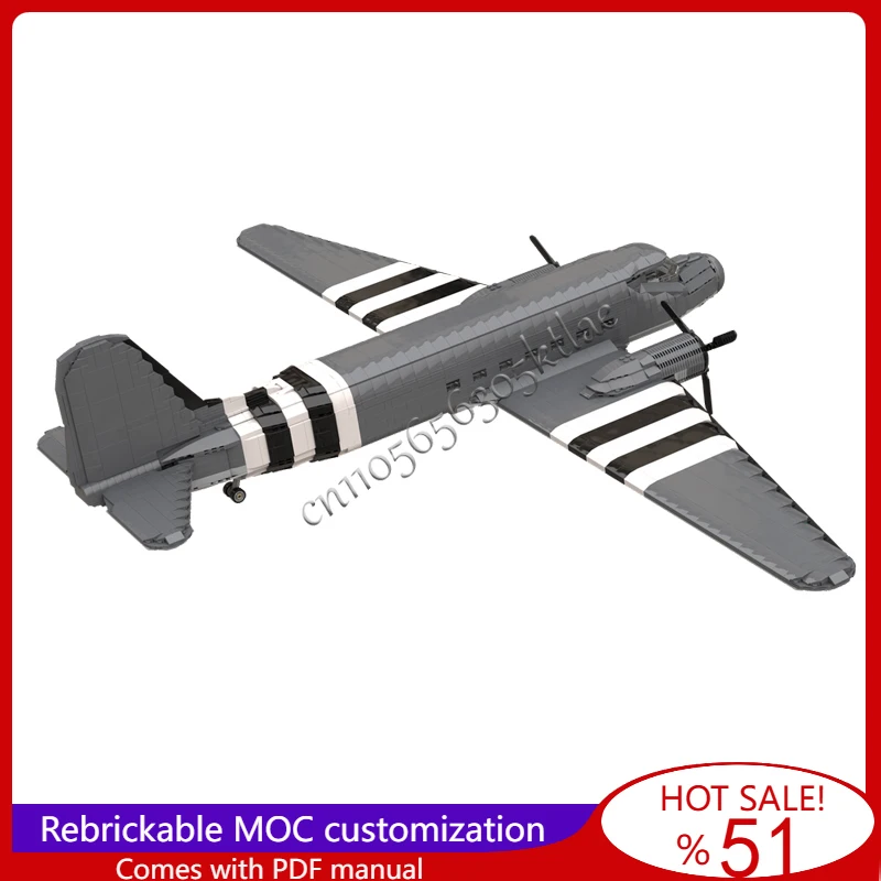3391 ELEMENTÓW C47 Skytrain Transport Aircraft Model MOC Klocki Konstrukcyjne DIY Kreatywna Zabawka do Składania dla Dzieci Prezent na Boże Narodzenie