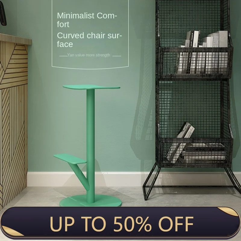 Net Red Ins Bar Chair Scandinavian Bar Bar Stool Milk Tea Shop Cafe Home Leisure High Chair Metal Household Stool