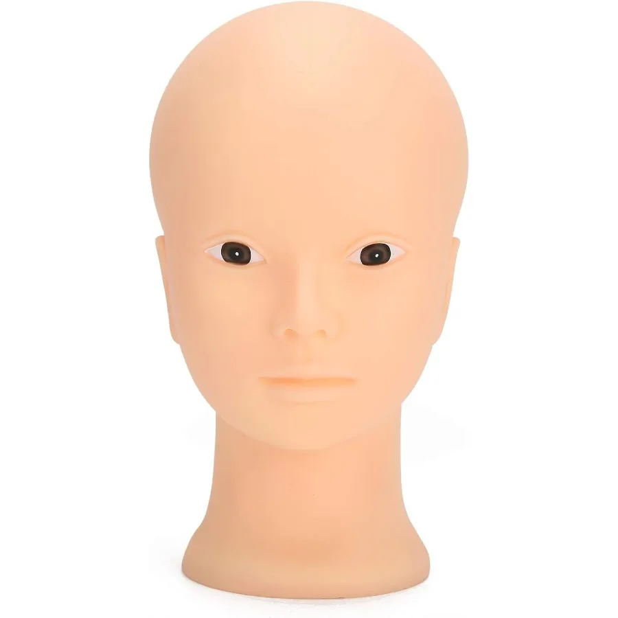 رأس تدريب على ممارسة المكياج ثلاثية الأبعاد مقاس 19.3 بوصة مع مجموعة وصلات رموش من السيليكون الناعم لتعليم مستحضرات التجميل وجه دمية واقعي للرجال