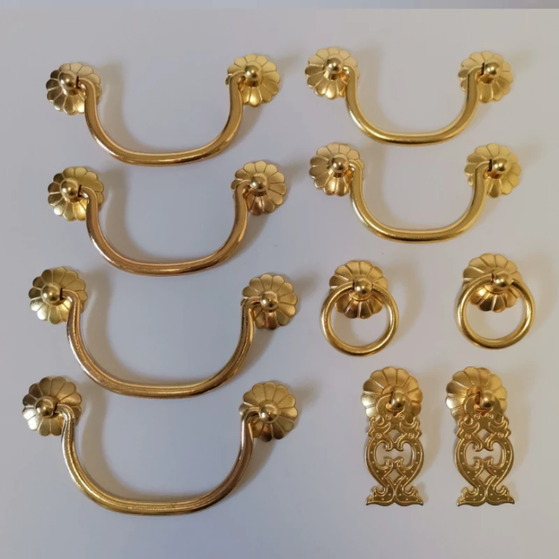 Antique Style Ring Pull for Cabinet Cupboard Drawer Rings Pulls Knob with Screws Vintage Furniture Hardware