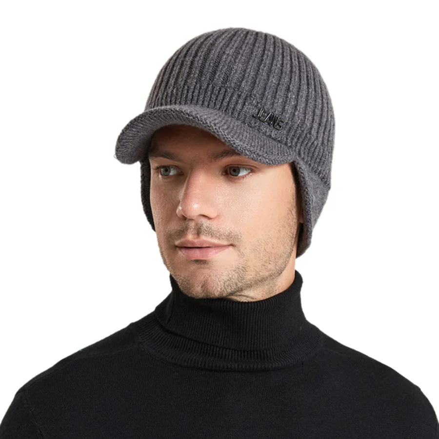 Fashion New Ear Protection Knitted Hat Winter Daily Door Woollen Hat Solid Soft Skullies Beanies Solid Ski Knitted Warmer Bonnet