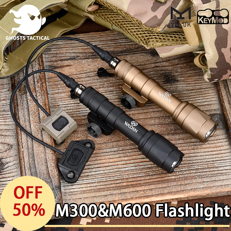 

Tactical M600 M300 Scout Flashlight LED White Reconnaissance hunting light Mlok Keymod Remote Module control pressure switch