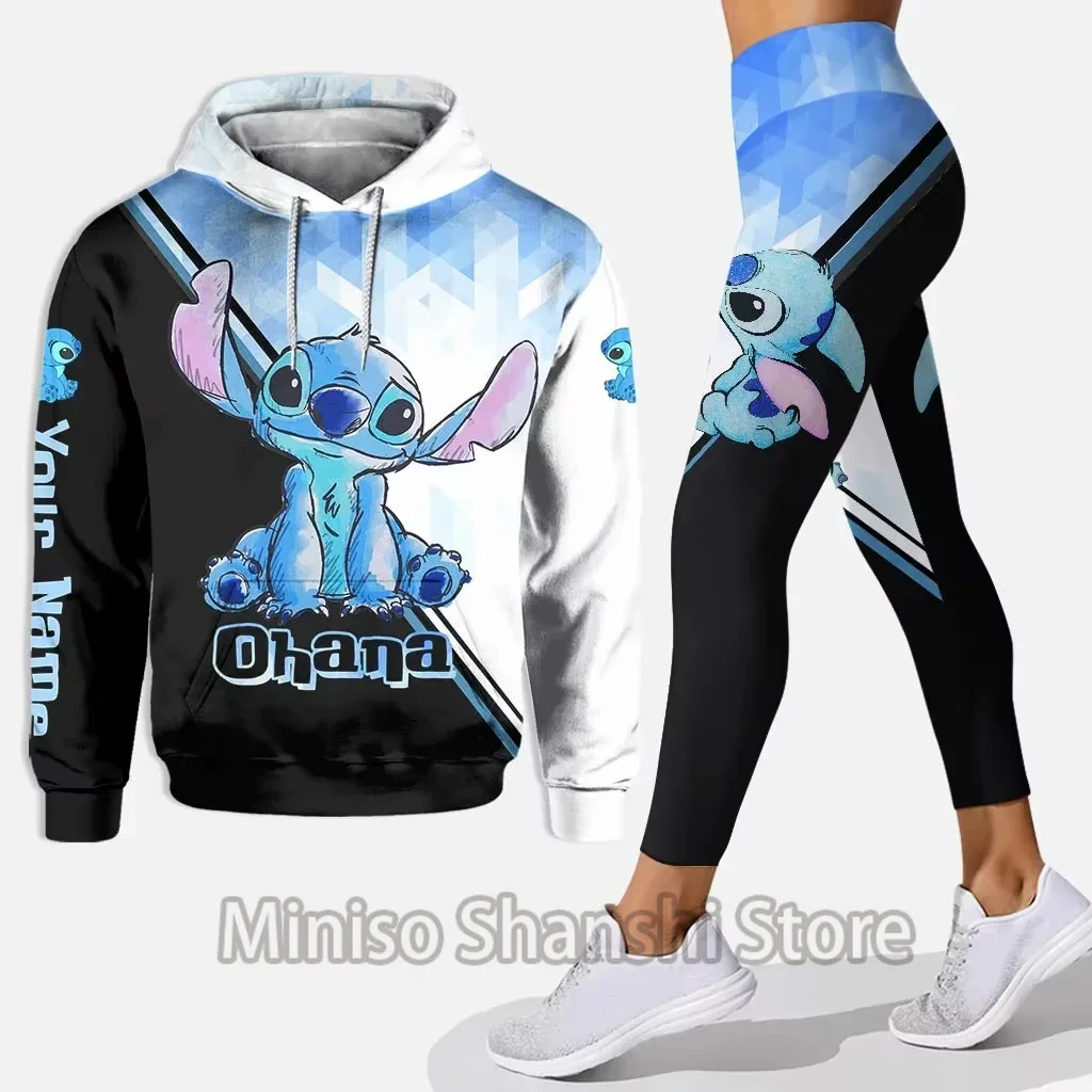 New Personalized Disney Mickey Mouse Minnie 3D Women\'s Hoodie and Leggings Suit Minnie Yoga Pants Sweatpants Fashion Sports Suit